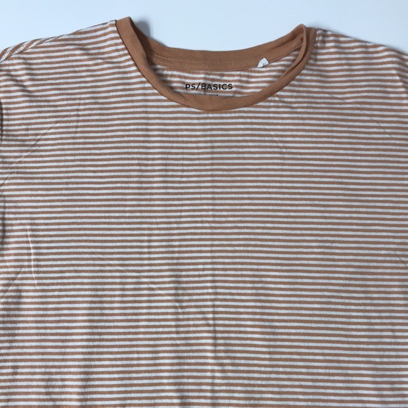 PacSun Other - PacSun Men's Large Basic Short Sleeve Scallop Fit T-Shirt Striped Tan And White